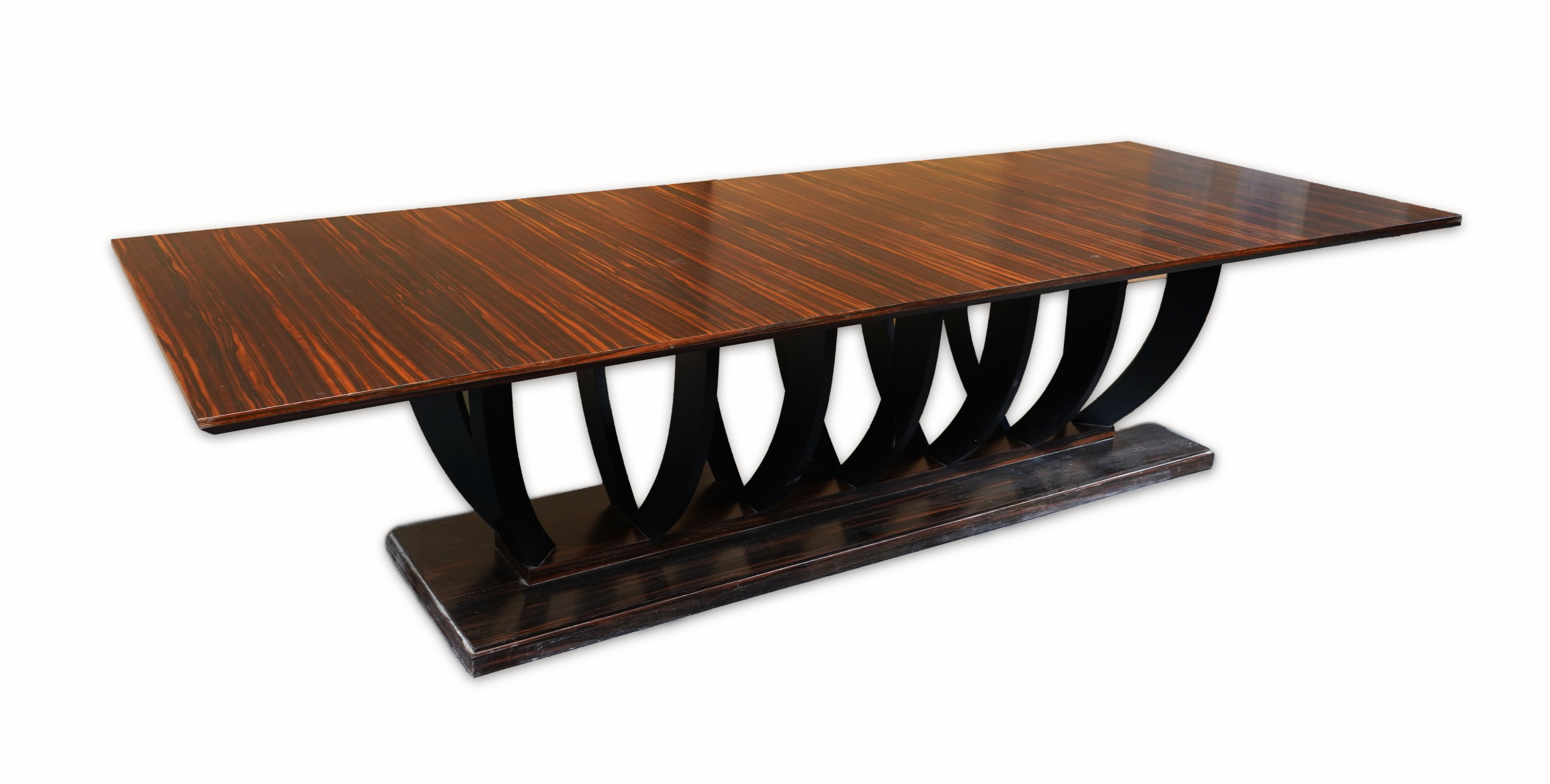 An Art Deco style macassar ebony boardroom/dining table